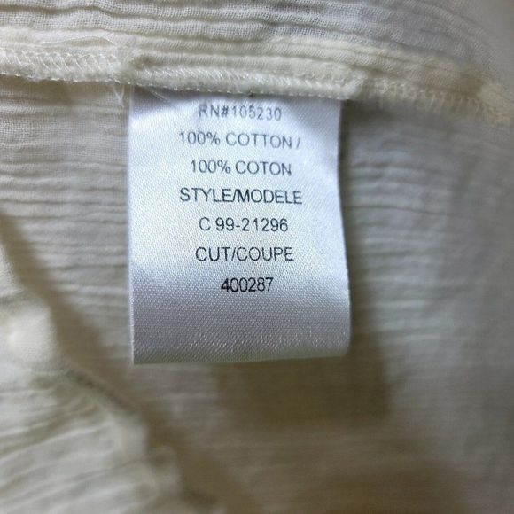 Joie Womens L Off White Gauzy Cotton Embroidered Boho Flowy‎ Top Long Sleeve - Picture 8 of 8